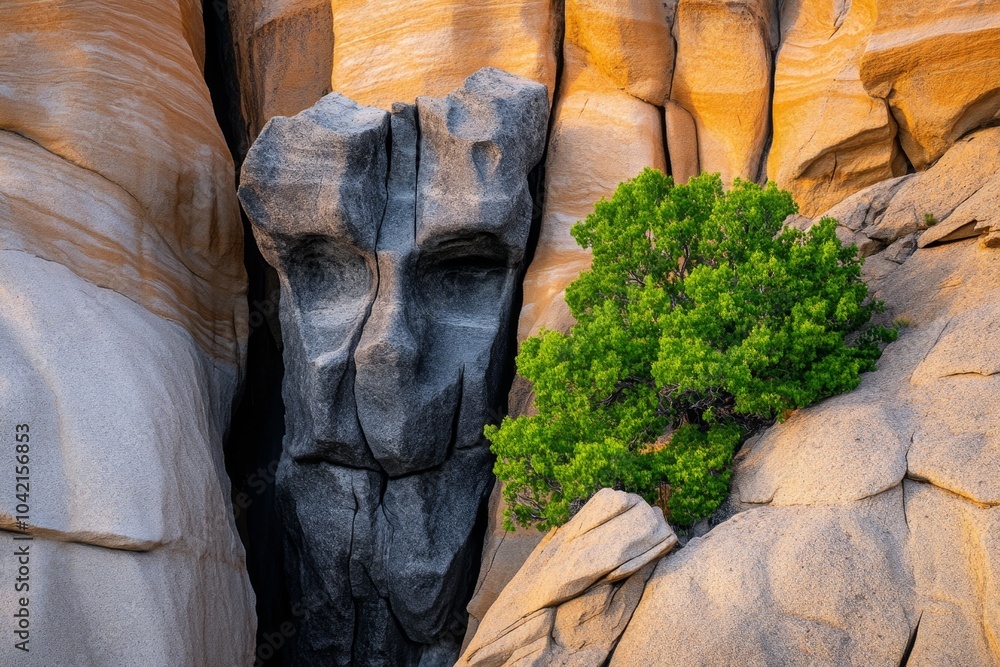 Poster hyper-realistic close-up of monte fitz royâ€™s craggy granite face, capturing every crack and crevic
