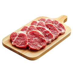 Fototapeta premium Meat Cut and Slices on a Wooden Board transparent background