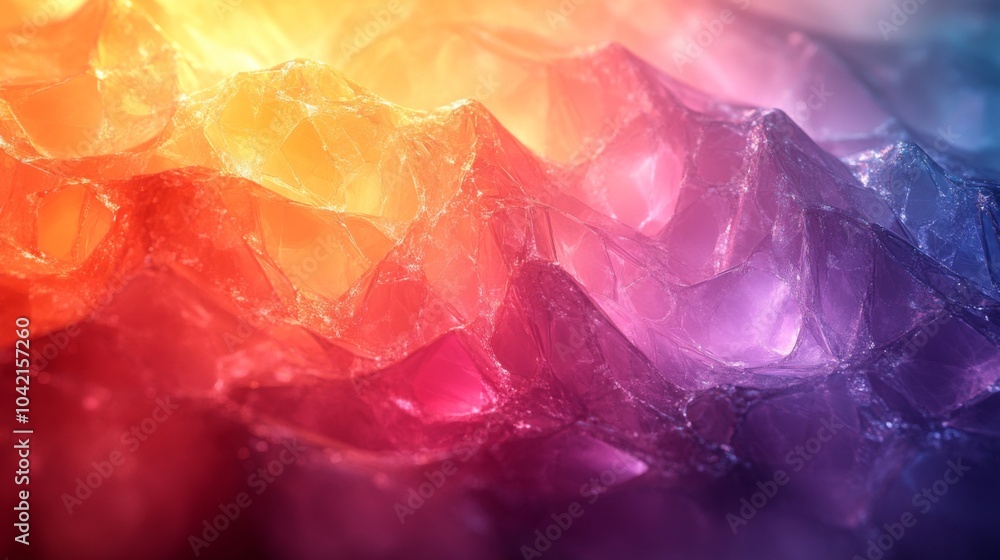 Poster vivid colors blend into a mesmerizing abstract design resembling mountainous terrain, with shades of