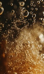 Golden bubbles in a liquid.