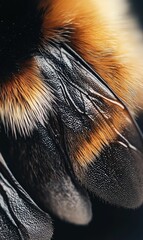 Obraz premium Close-up of a bumblebee's wings and fur.