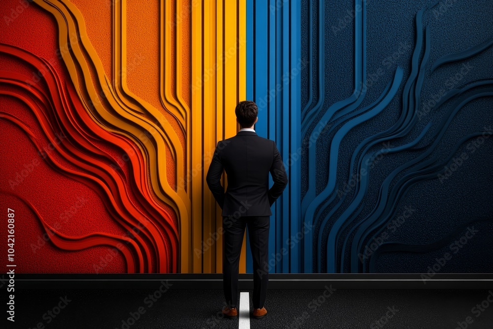 Poster minimalist customer journey graphic, representing repeat engagement with simple lines and colors