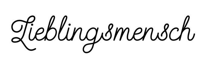Lieblingsmensch, ein ganz besonderer Ausdruck für einen geliebten und sehr geschätzten Menschen, Schreibschrift, Vektor-Grafik, deutsch, Deutschland. Version 5