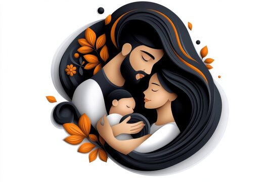 Minimalist depiction of a family gathered for Thanksgiving, using simple lines and muted colors to represent warmth and togetherness