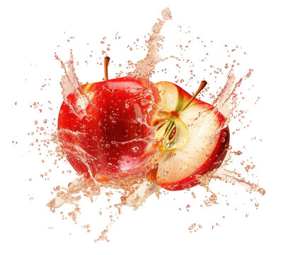 PNG 2 apples explosion fruit food refreshing.
