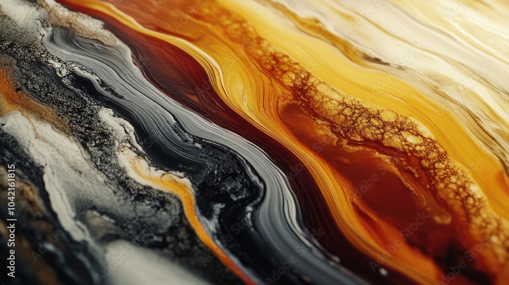 Poster a dynamic shot of resin pouring in progress, capturing the fluid movement of colors blending togethe