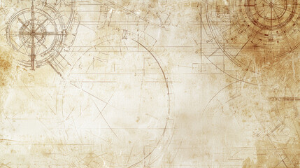 Vintage Blueprint with Mechanical Drawings and Drafting Tools. Generative AI