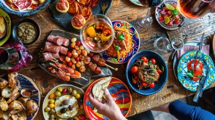 Fototapeta premium Spanish Feast on a Wooden Table