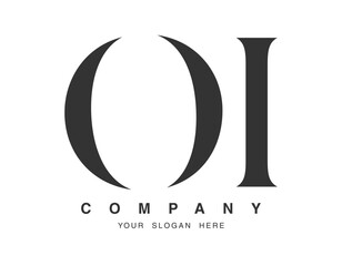 OI logo design. Initial letter o and i serif font style. Creative classic company name typography. Trendy logotype or identity.
