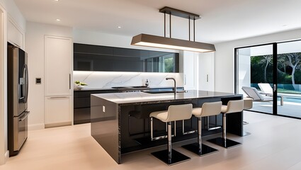 Sleek luxury kitchen with glossy surfaces and elegant contemporary design