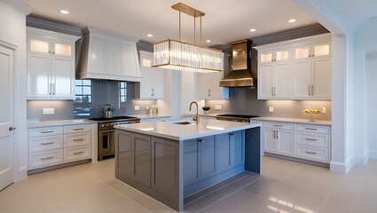 Sophisticated kitchen with opulent marble surfaces and contemporary decor elements