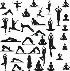 Yoga Vector Silhouette, Cut File, cutting files, printable design, Clipart, Yoga Pilates Vector Bundle, Yoga Pose, Mediation, Fitness, Yoga exercise, Pilates, Gym,
