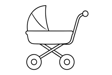 Baby Modern Stroller Illustration on White Background for Parenting Designs