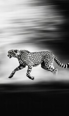 Fototapeta premium Black and white photo of cheetah running.