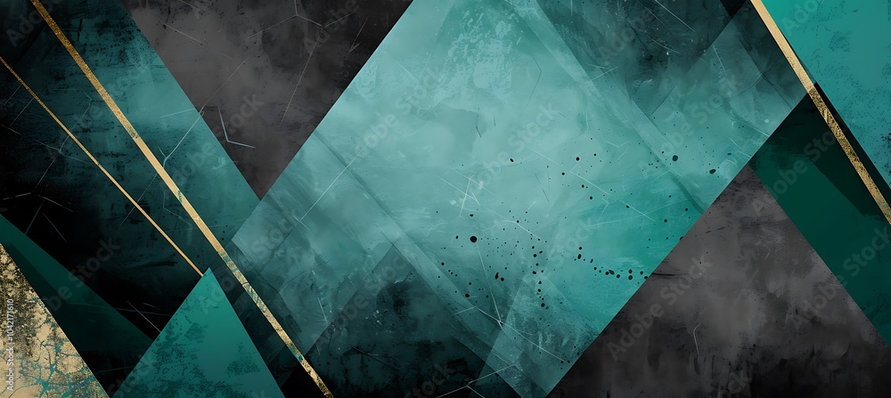 Poster a soothing green canvas featuring an elegant array of geometric shapes, harmoniously aligned to evok