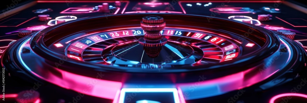 Leinwandbilder the roulette table displays glowing neon numbers, creating an enticing atmosphere for players eager 