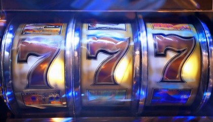 Obraz premium 대박을 상징하는 슬롯머신의 릴이 회전하고있다