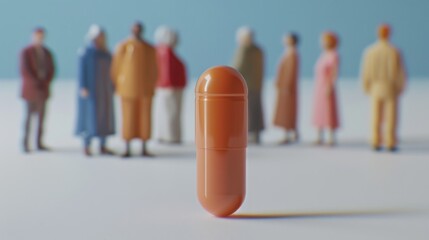 Healthcare Choice: Capsule Focus with Diverse Elderly Group in Background. Generative ai