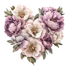 Mother Day greeting card design with a heart on a transparent background