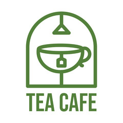 tea cafe flat minimalist logo design