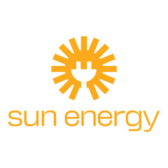 sun energy flat minimalist logo design