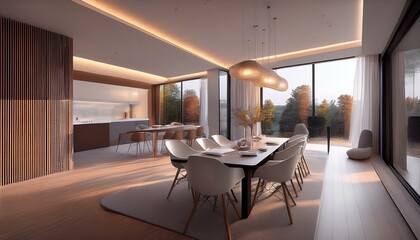 Fototapeta premium Moderne Architektur Wohnzimmer Essen Haus