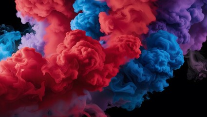 Fototapeta premium Colorful Abstract Smoke Cloud Design – Vibrant Red, Blue, and Purple Ink in Water Art for Modern Wall Decor and Digital Art.