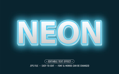Blue neon editable text effect with dark background