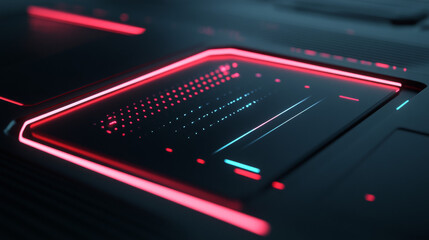 To enhance the futuristic vibe,include subtle neon accents around the touchpad or as part of the interface.These could be thin lines running along the edges or glowing under the surface of the touchpa