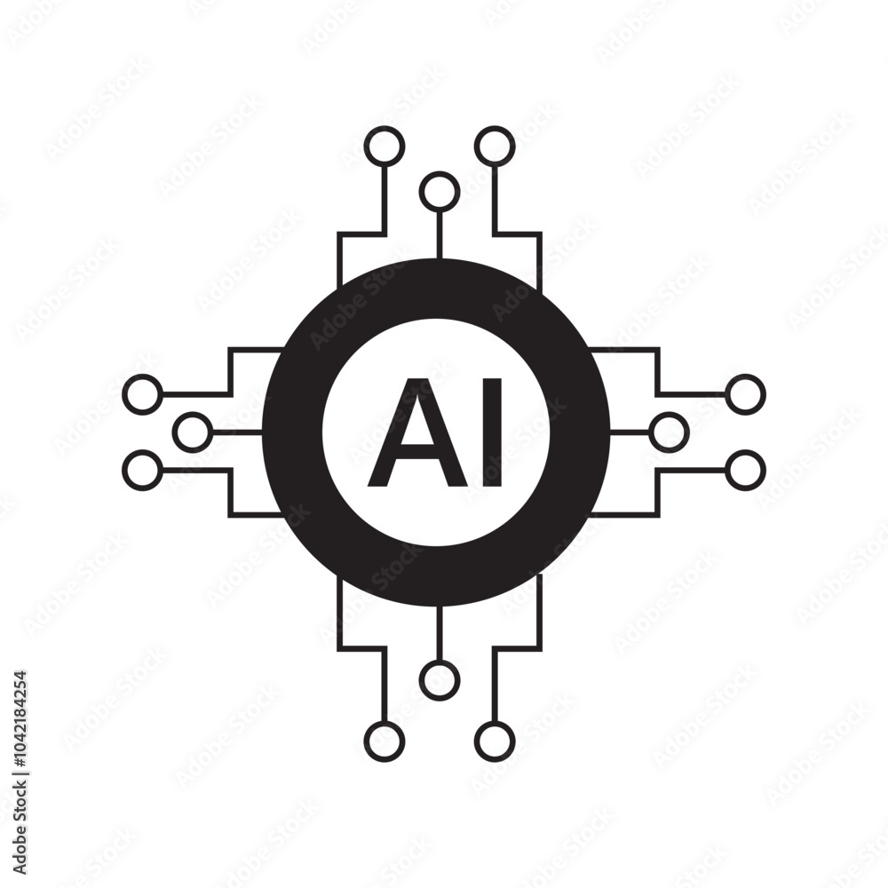 Aufkleber artificial intelligence ai processor chip icon logo design vector. ai technology logo design templat