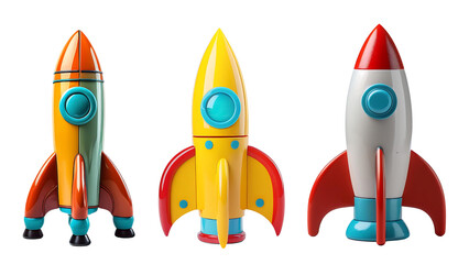 set of rocket toy isolated on transparent background