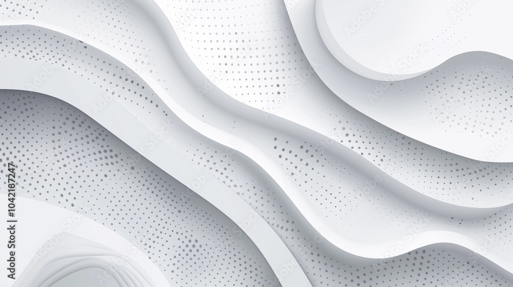 Poster Curved white forms create a fluid and dynamic visual effect, ideal for use in digital backgrounds, websites, or creative projects focusing on minimalism and elegance