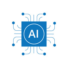 Artificial intelligence AI processor chip vector icon symbol. AI system icon illustration vector