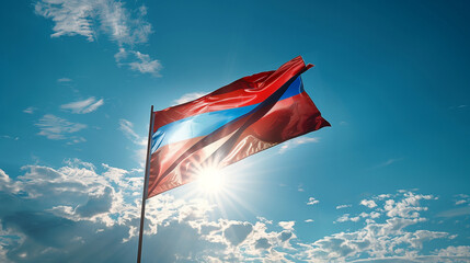 Low angle view of flag against sky 32k, full ultra hd, high resolution
