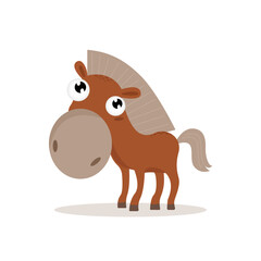 A brown horse on white background, vector illustration