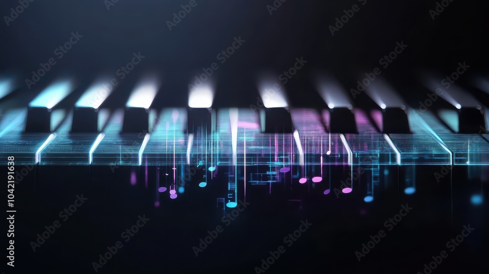 Aufkleber harmonizing visuals the intersection of music and digital artistry in a piano composition