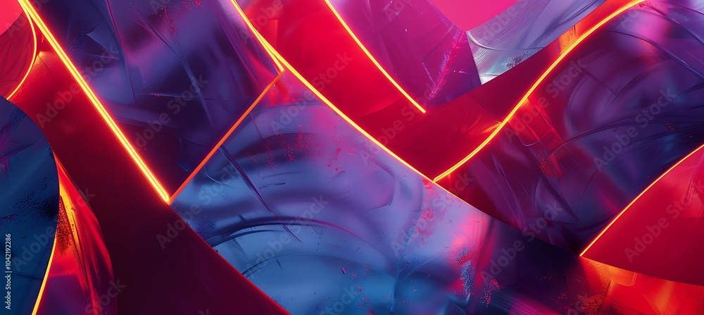 Poster a striking red geometric canvas intricately layered with deep purple shades, creating a visually cap