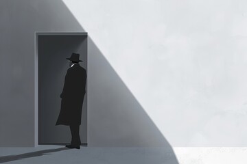 Spy handling a top-secret file in a dimly lit office, deep concentration