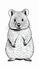 Obraz premium Cute Quokka black and white vector illustration