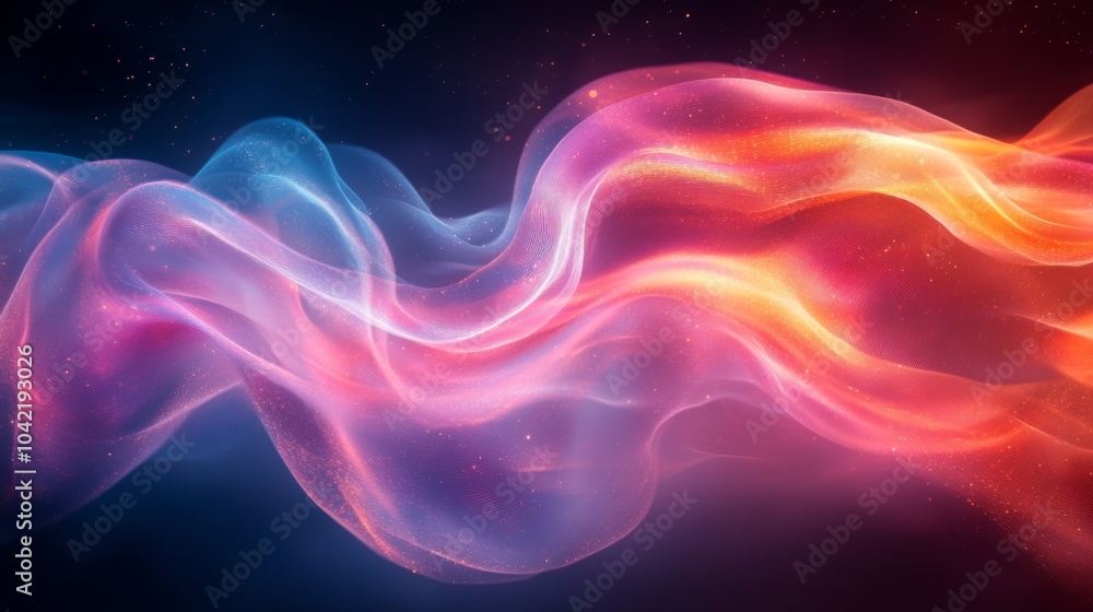 Aufkleber vibrant waves of color gently intertwine in a cosmic setting, producing a mesmerizing and tranquil e