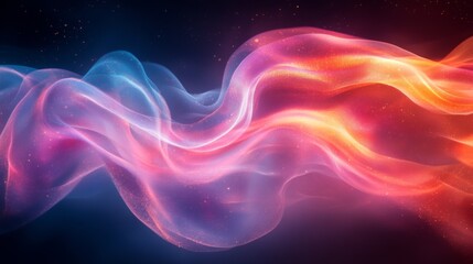 Vibrant waves of color gently intertwine in a cosmic setting, producing a mesmerizing and tranquil effect, evoking a sense of dreaminess.