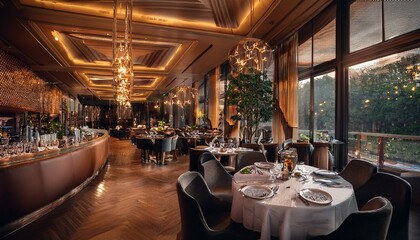 고급스러운 레스토랑의 실내 모습