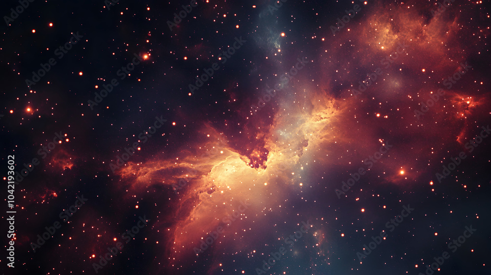 Poster universe with wonderful psychedelic and stars with generative ai