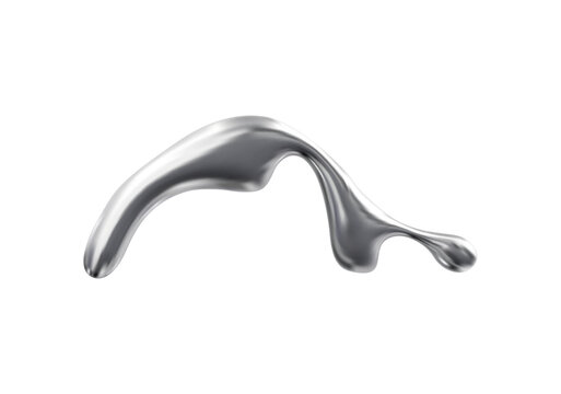 Vector illustration of abstract shape in chrome liquid Y2K style.