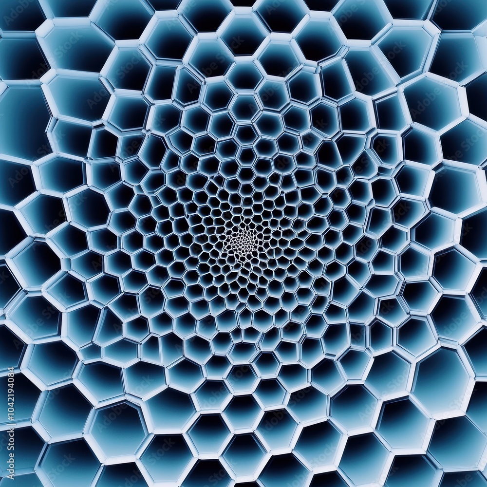 Aufkleber a captivating design featuring layered hexagons that decrease in size toward the center, showcasing 