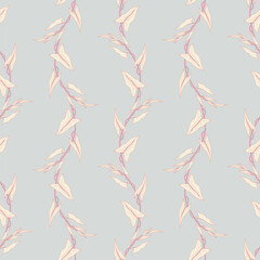 Obraz premium Seamless pattern with stems and leaves of convolvulus. Template with morning-glory plant for fashion prints. Light blue background. Vector illustration