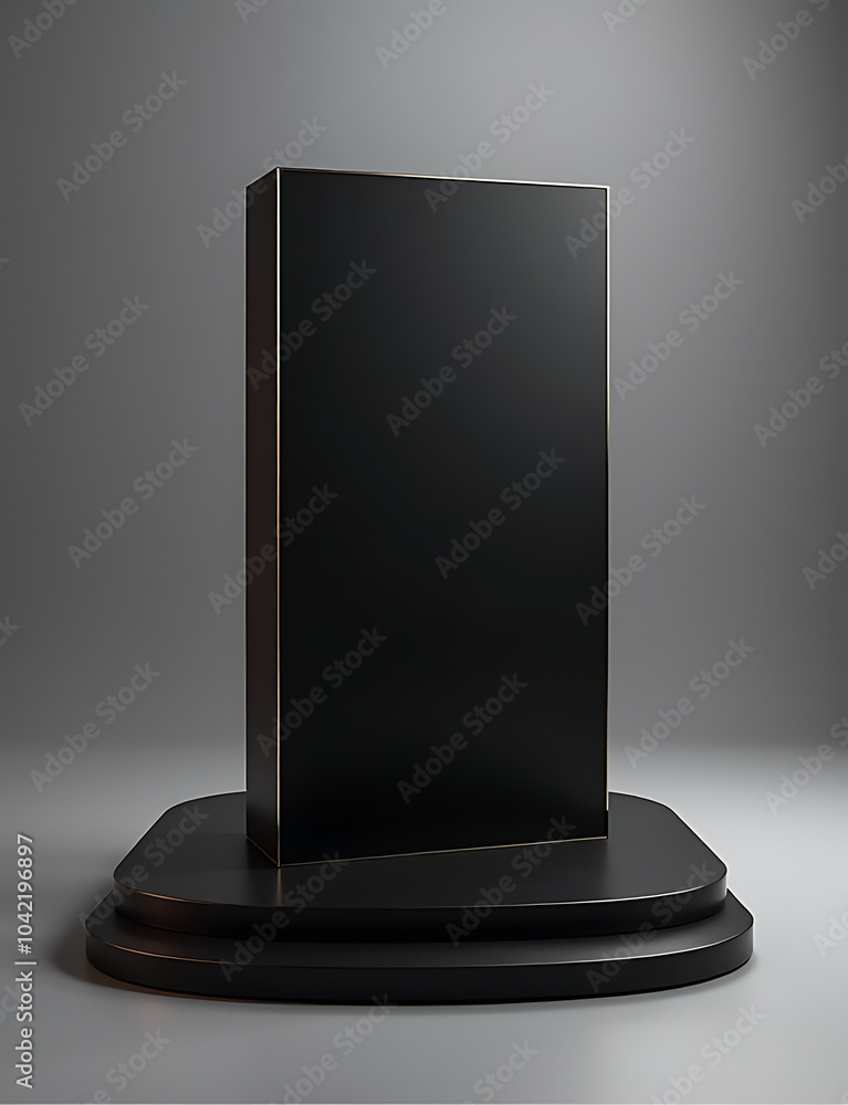 Poster black podium features advanced sleek design with innovative technology and modern style elements.