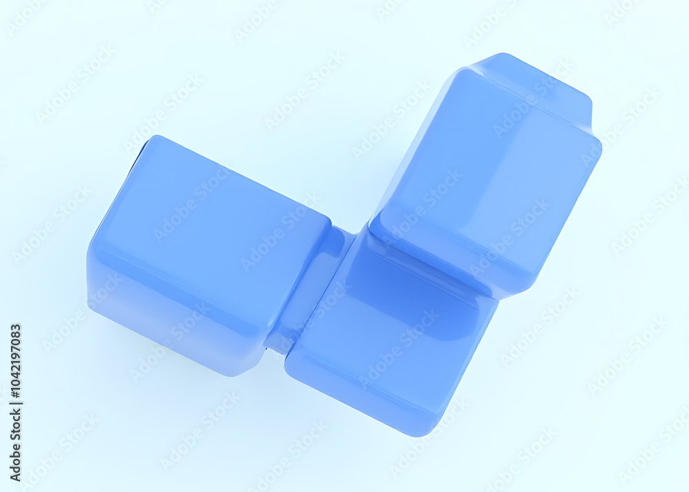 Aufkleber Blue geometric shapes rendered in 3d with generative AI on a clean white background.
