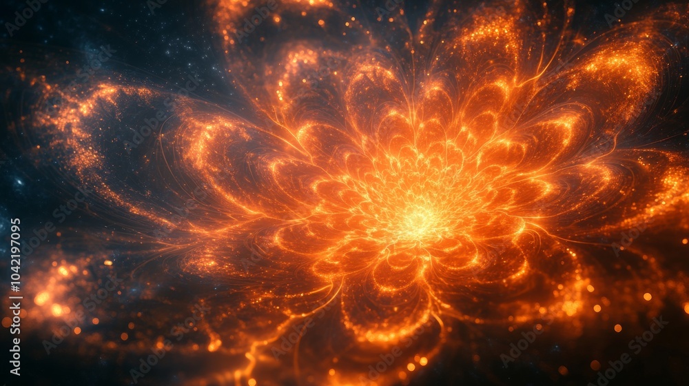 Aufkleber A captivating display of fiery orange patterns emerges from a bright core, creating a mesmerizing swirl of light set against a dark cosmic backdrop.