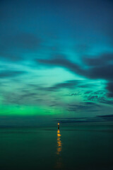 aurora borealis, northern lights above baltic sea in poland, stegna, october 2024